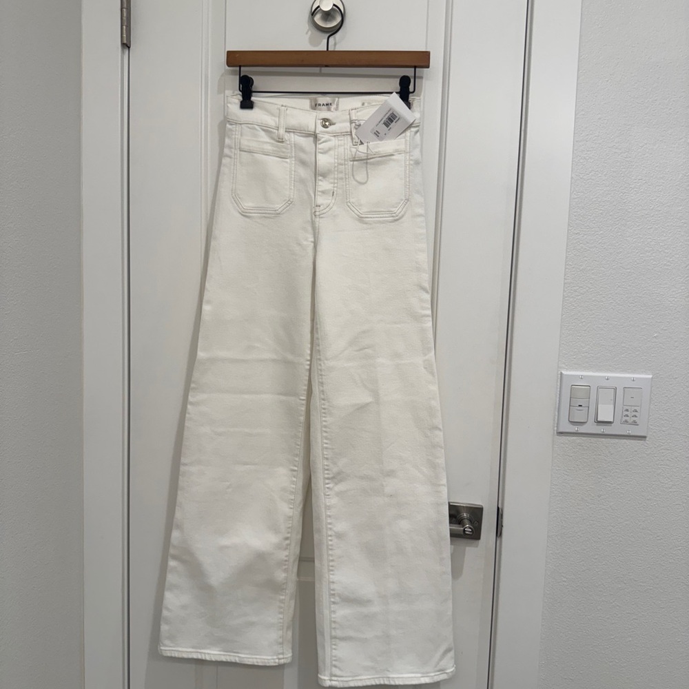 FRAME Le Slim Palazzo High Rise
Wide Leg Wide Leg White Women's Jeans Sz 25 $288 - Picture 10 of 16